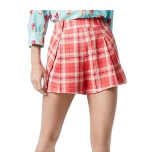 Smythe shorts pleated plaid walking red size 8